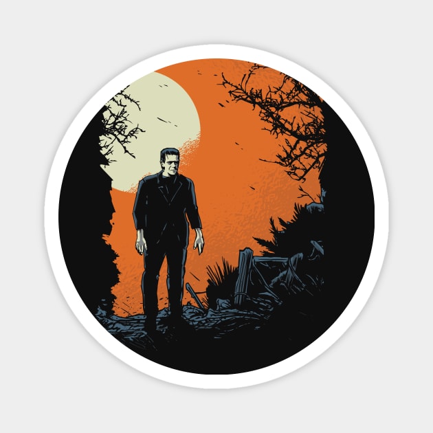 Frankenstein Walking in the Moonlight Magnet by SLAG_Creative